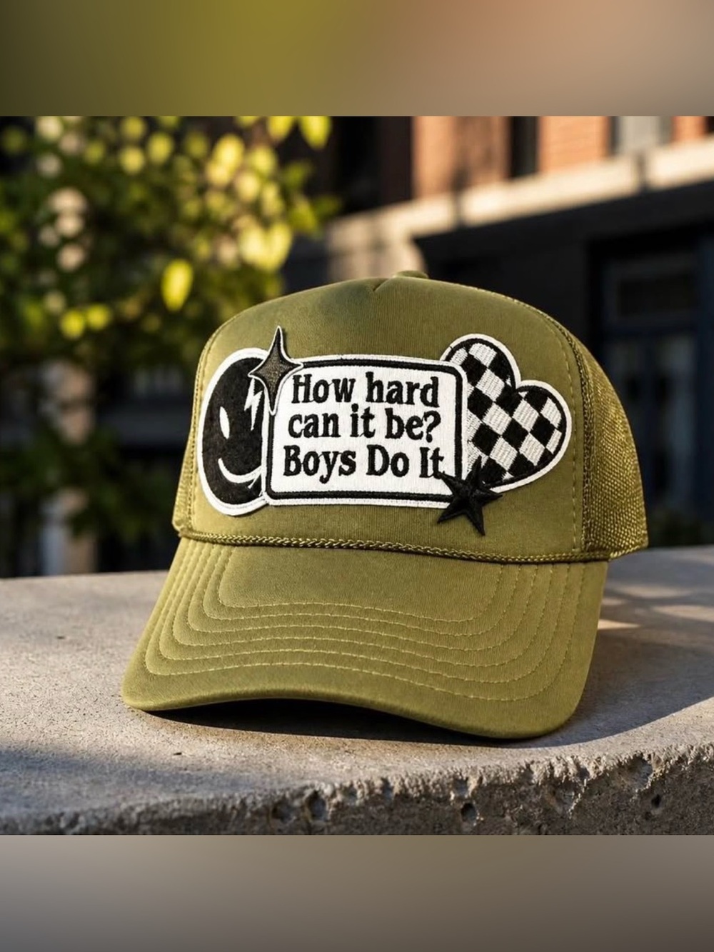 Olive Green 'How Hard Can It Be?' Trucker Hat